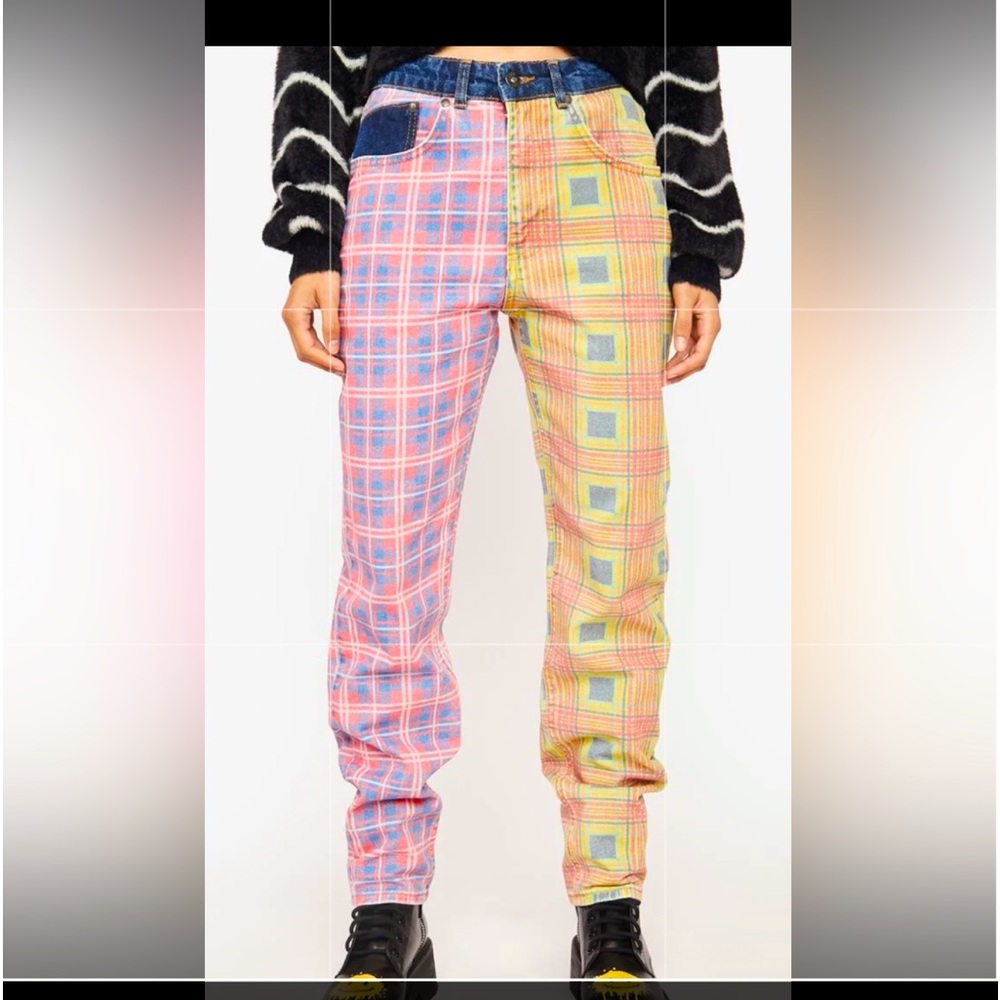 RAGGED Priest • Plaid Split Color Skinny Jeans NWT - Picture 2 of 3